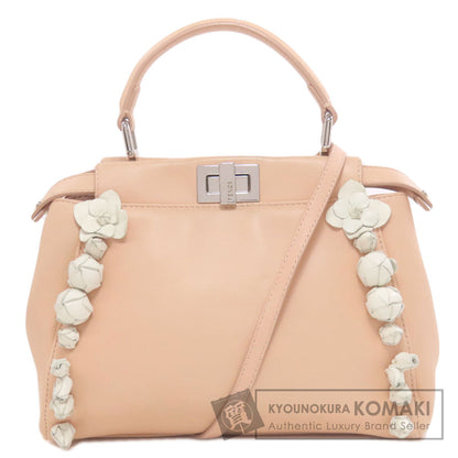 FENDI フェンディ ピーカブーミニ フラワー 2WAY ハンドバッグ カーフ レディース 中古