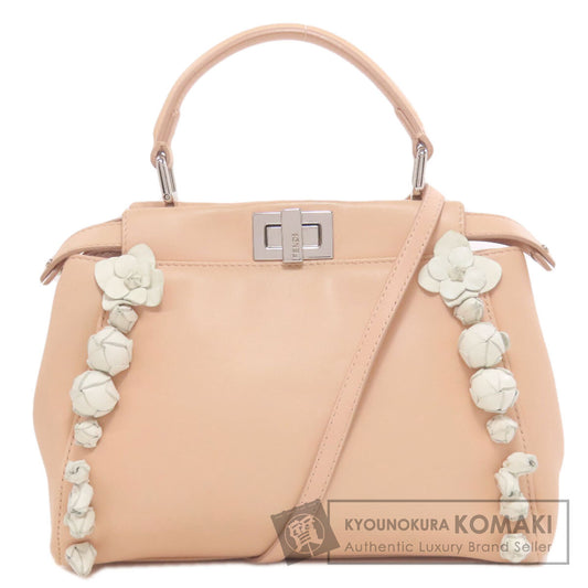 FENDI フェンディ ピーカブーミニ フラワー 2WAY ハンドバッグ カーフ レディース 中古