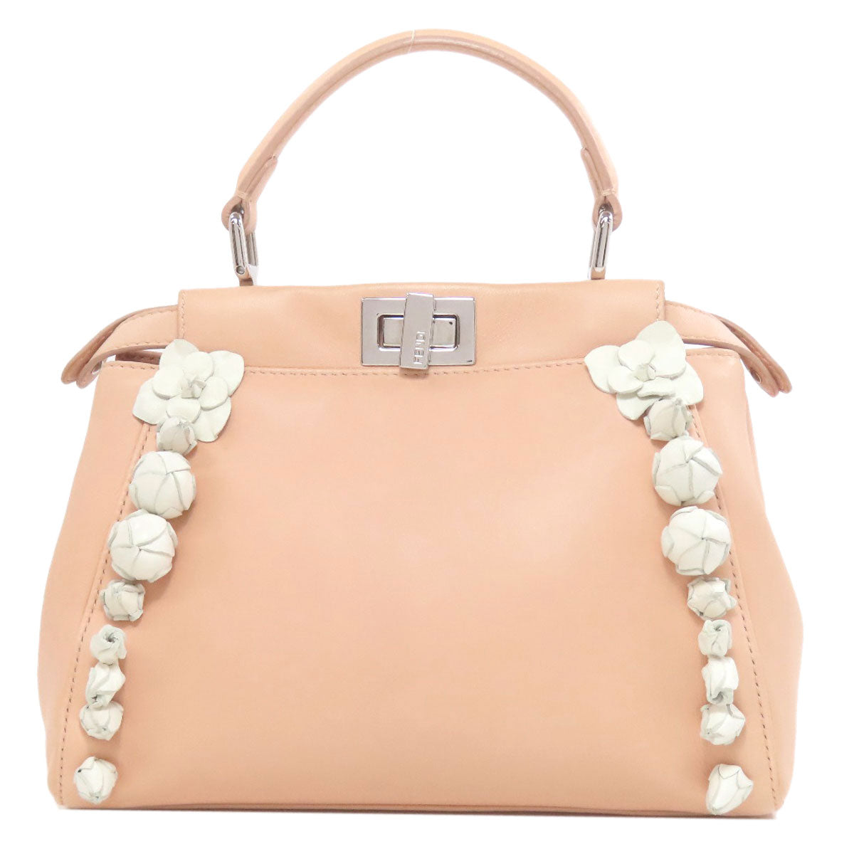 FENDI フェンディ ピーカブーミニ フラワー 2WAY ハンドバッグ カーフ レディース 中古