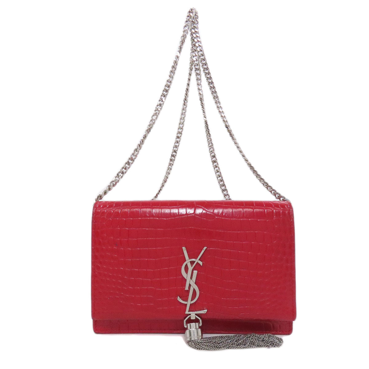 YVES SAINT LAURENT イヴ・サンローラン チェーンウォレット 型押し 長財布（小銭入れあり） レザー レディース 中古