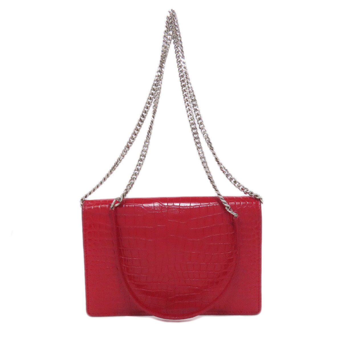 YVES SAINT LAURENT イヴ・サンローラン チェーンウォレット 型押し 長財布（小銭入れあり） レザー レディース 中古