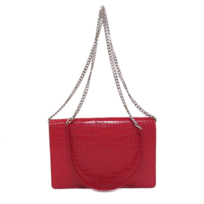 YVES SAINT LAURENT イヴ・サンローラン チェーンウォレット 型押し 長財布（小銭入れあり） レザー レディース 中古
