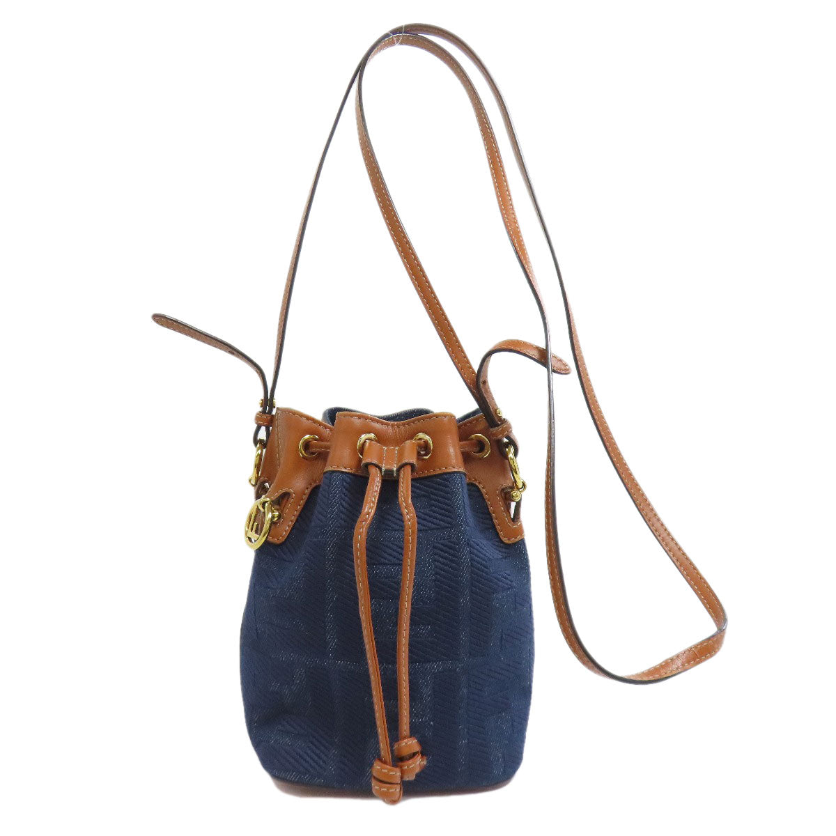 FENDI フェンディ モン トレゾール ミニ 巾着ショルダー ショルダーバッグ デニム レディース 中古