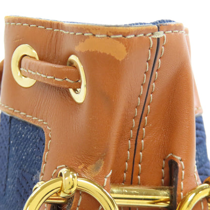 FENDI フェンディ モン トレゾール ミニ 巾着ショルダー ショルダーバッグ デニム レディース 中古