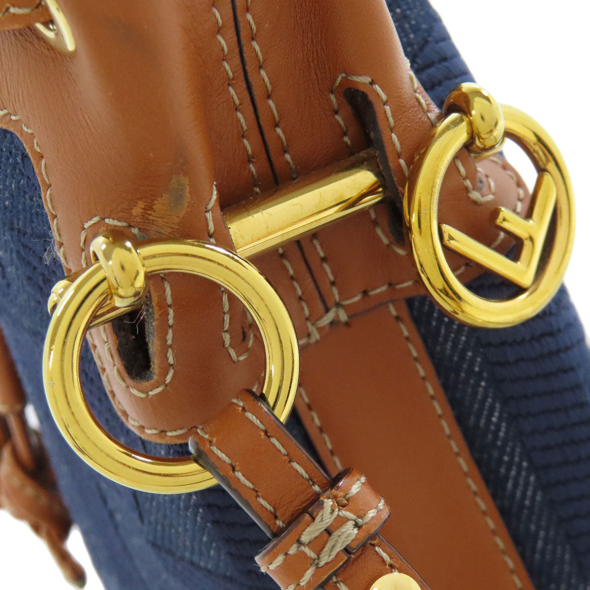 FENDI フェンディ モン トレゾール ミニ 巾着ショルダー ショルダーバッグ デニム レディース 中古