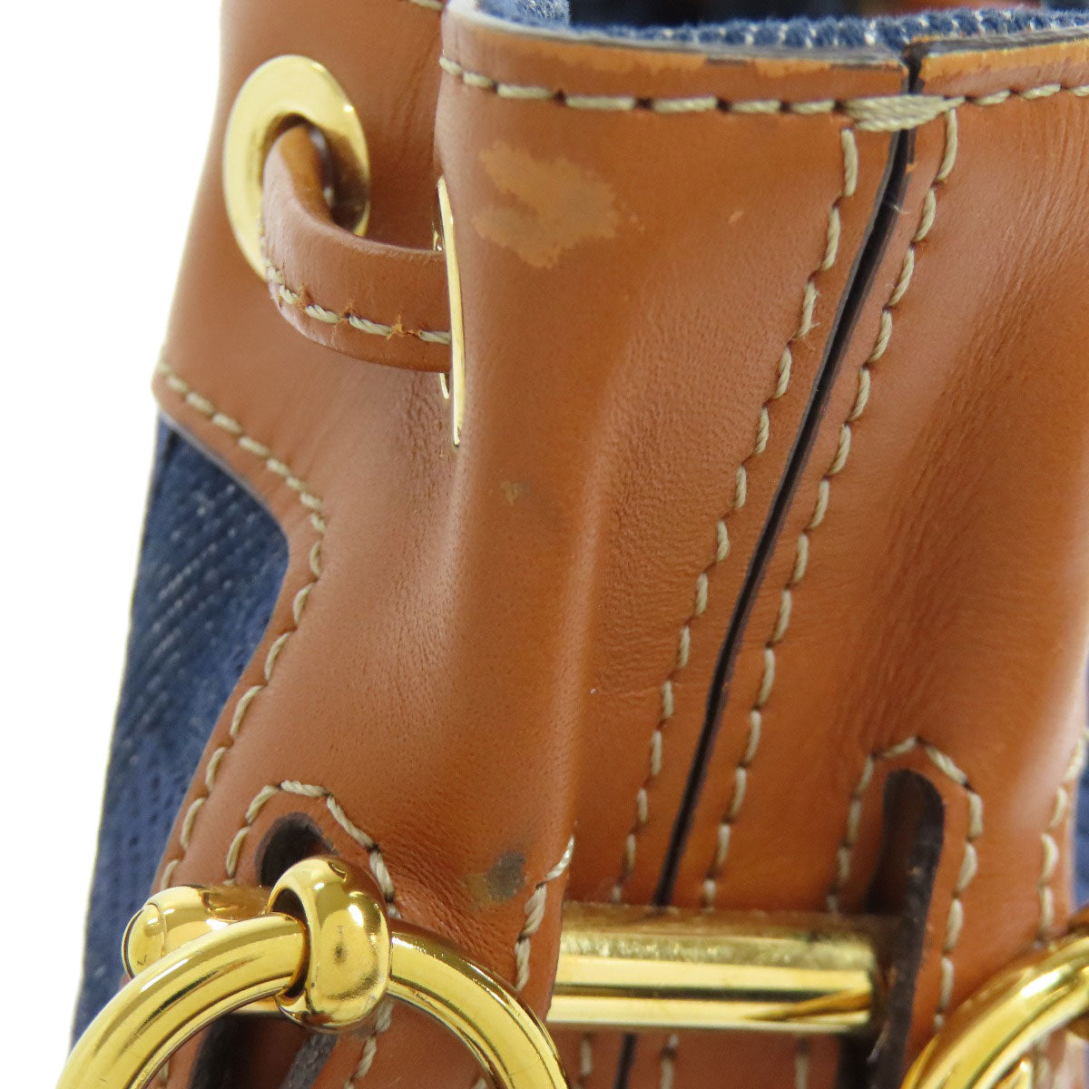 FENDI フェンディ モン トレゾール ミニ 巾着ショルダー ショルダーバッグ デニム レディース 中古