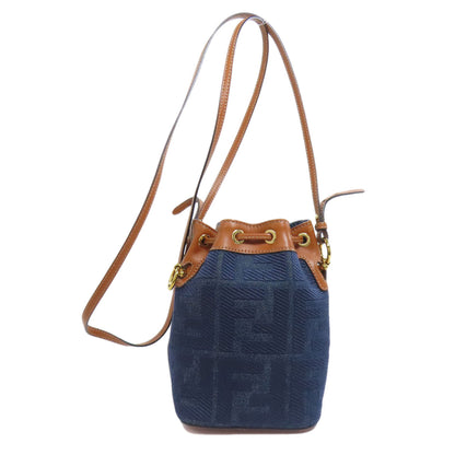 FENDI フェンディ モン トレゾール ミニ 巾着ショルダー ショルダーバッグ デニム レディース 中古