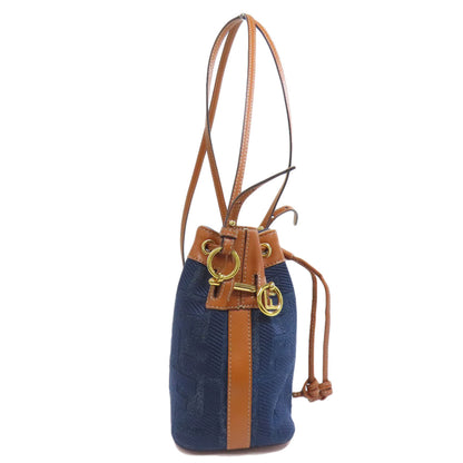 FENDI フェンディ モン トレゾール ミニ 巾着ショルダー ショルダーバッグ デニム レディース 中古