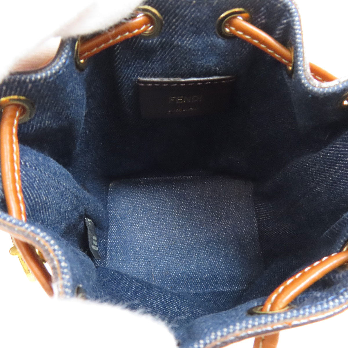 FENDI フェンディ モン トレゾール ミニ 巾着ショルダー ショルダーバッグ デニム レディース 中古