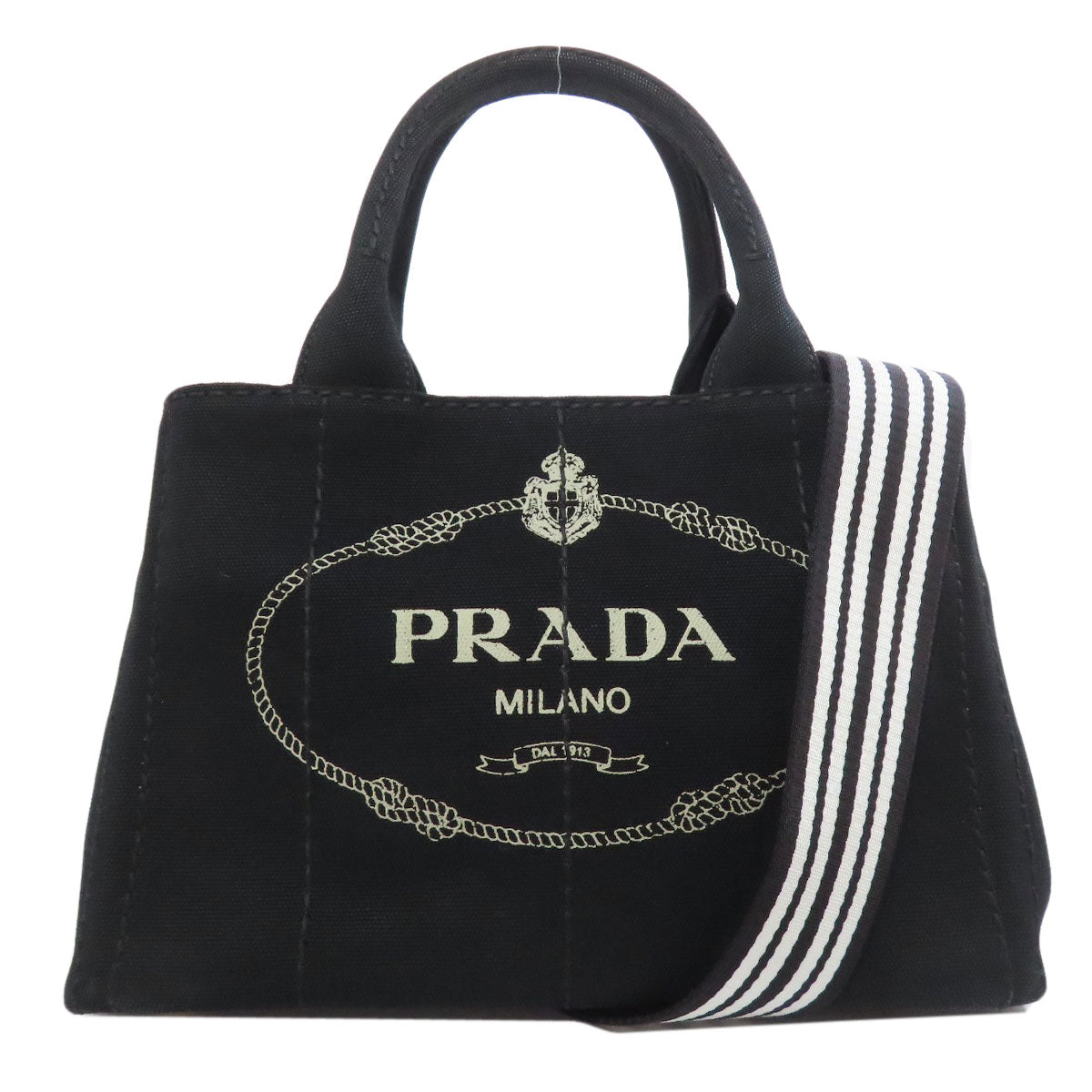 PRADA プラダ カナパミニ 2WAY ハンドバッグ キャンバス レディース 中古