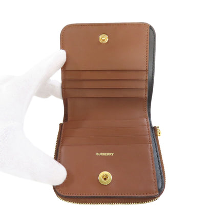 BURBERRY バーバリー TBロゴパターン 二つ折り財布（小銭入れあり） レザー レディース 中古