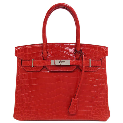 HERMES エルメス バーキン30 シルバー金具 ハンドバッグ ニロティカス レディース 中古