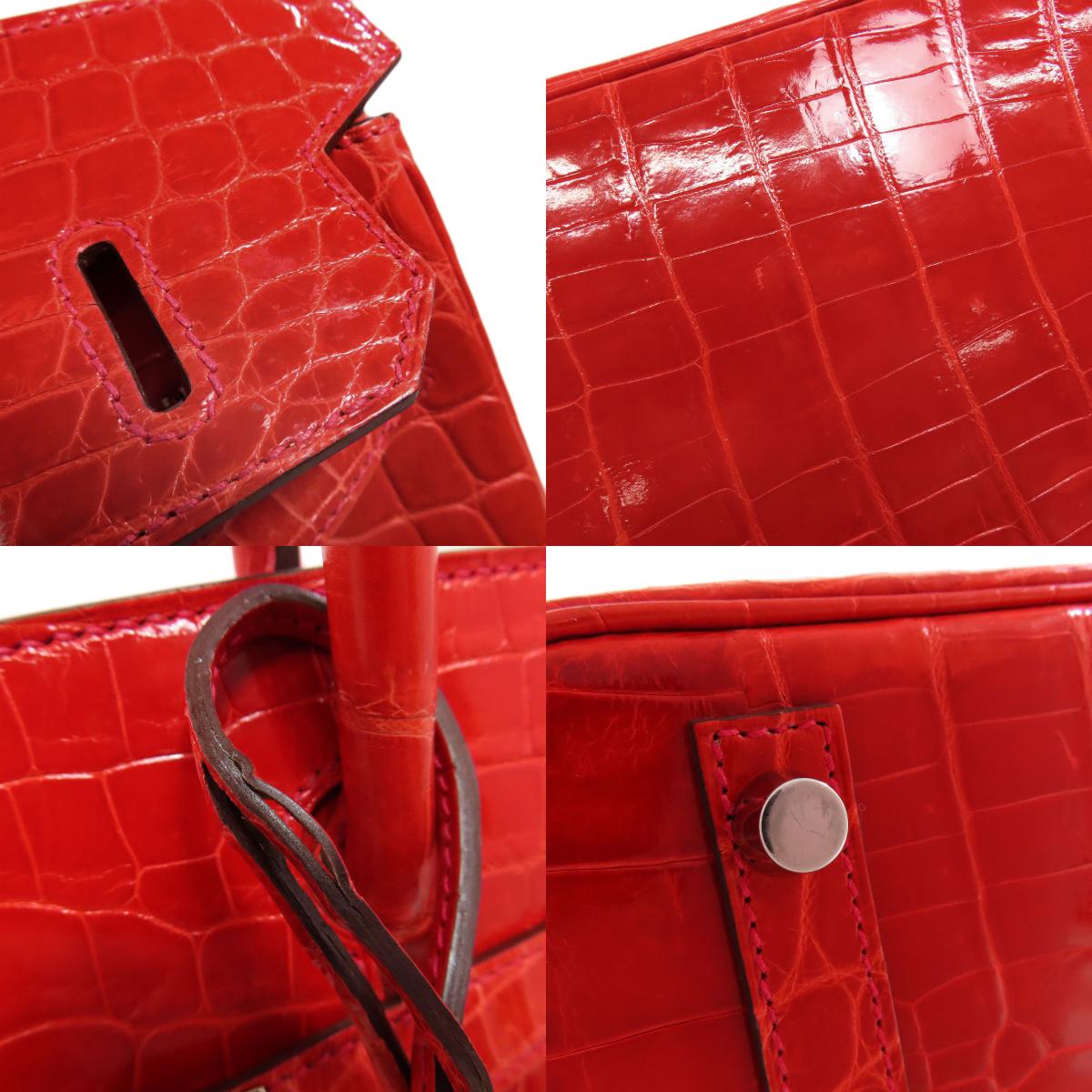 HERMES エルメス バーキン30 シルバー金具 ハンドバッグ ニロティカス レディース 中古