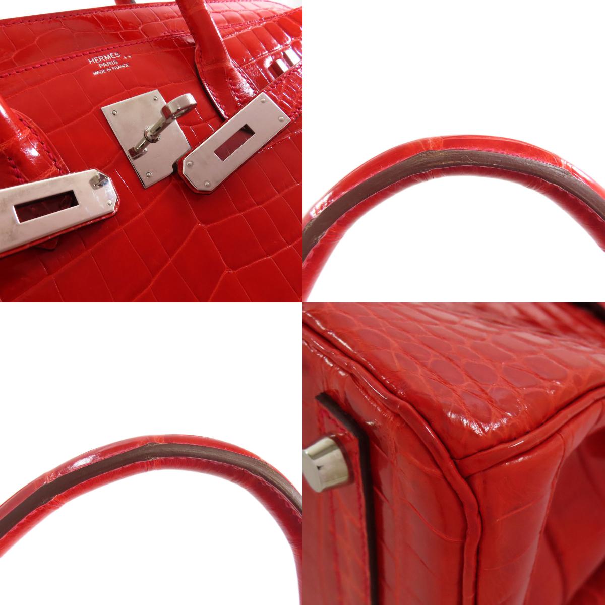 HERMES エルメス バーキン30 シルバー金具 ハンドバッグ ニロティカス レディース 中古