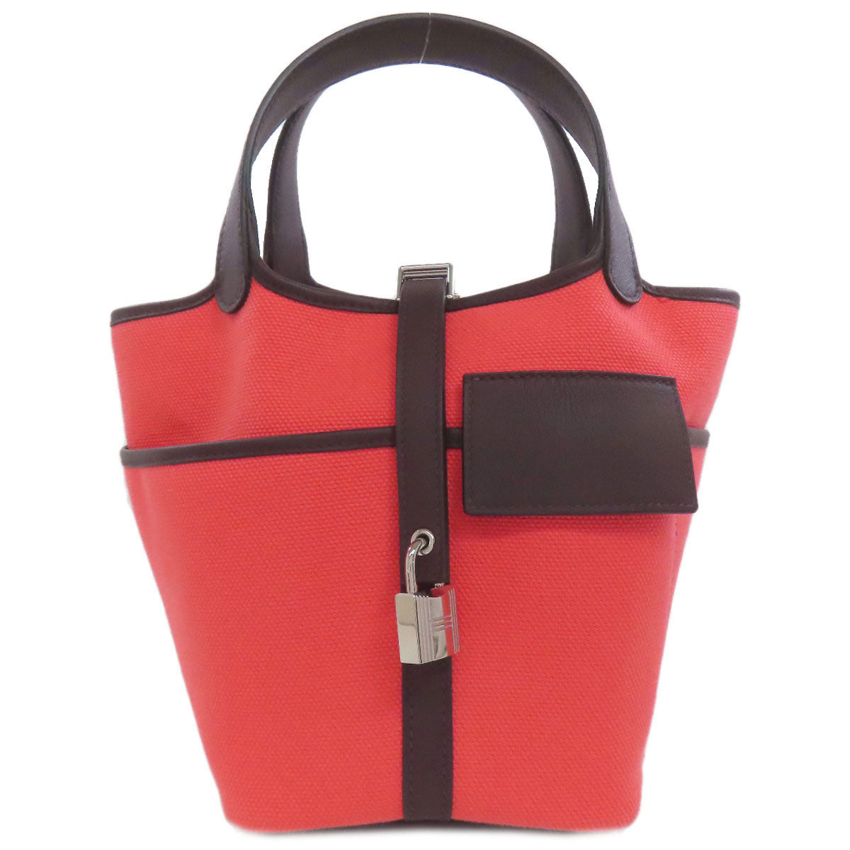 HERMES エルメス ピコタンロックPM シルバー金具 ハンドバッグ トワルアッシュ レディース 中古