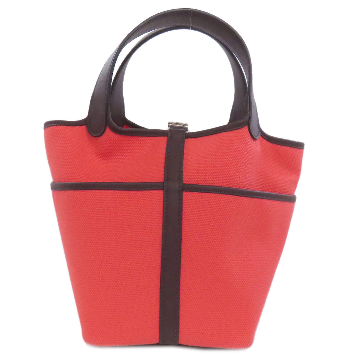 HERMES エルメス ピコタンロックPM シルバー金具 ハンドバッグ トワルアッシュ レディース 中古