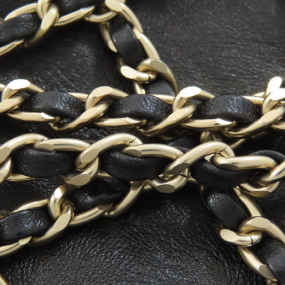 CHANEL シャネル チェーンショルダーポーチ ゴールド金具 アクセサリーポーチ ラムスキン レディース 中古