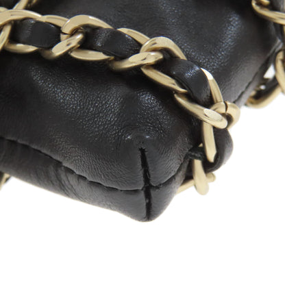 CHANEL シャネル チェーンショルダーポーチ ゴールド金具 アクセサリーポーチ ラムスキン レディース 中古