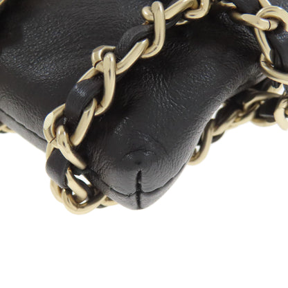 CHANEL シャネル チェーンショルダーポーチ ゴールド金具 アクセサリーポーチ ラムスキン レディース 中古