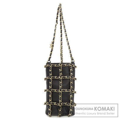 CHANEL シャネル チェーンショルダーポーチ ゴールド金具 アクセサリーポーチ ラムスキン レディース 中古