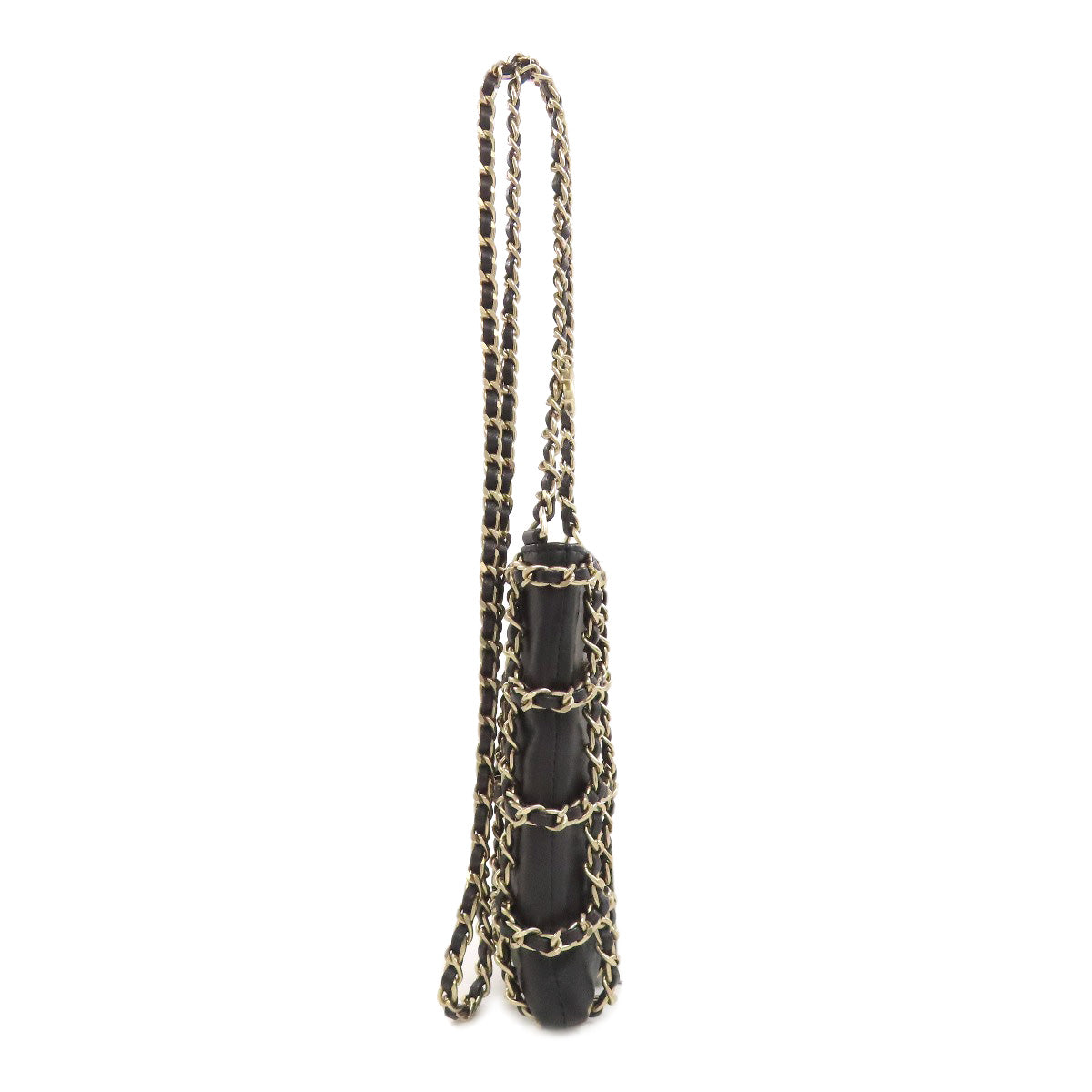 CHANEL シャネル チェーンショルダーポーチ ゴールド金具 アクセサリーポーチ ラムスキン レディース 中古