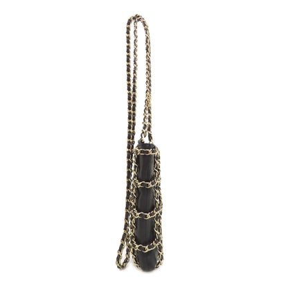 CHANEL シャネル チェーンショルダーポーチ ゴールド金具 アクセサリーポーチ ラムスキン レディース 中古