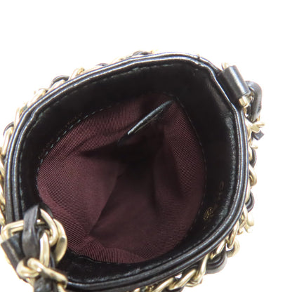 CHANEL シャネル チェーンショルダーポーチ ゴールド金具 アクセサリーポーチ ラムスキン レディース 中古