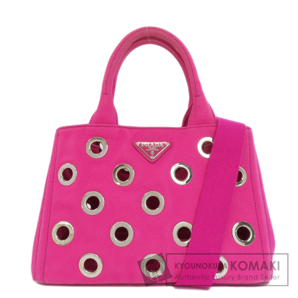 PRADA プラダ 1BG439 カナパミニ パンチング 2WAY ハンドバッグ キャンバス レディース 中古