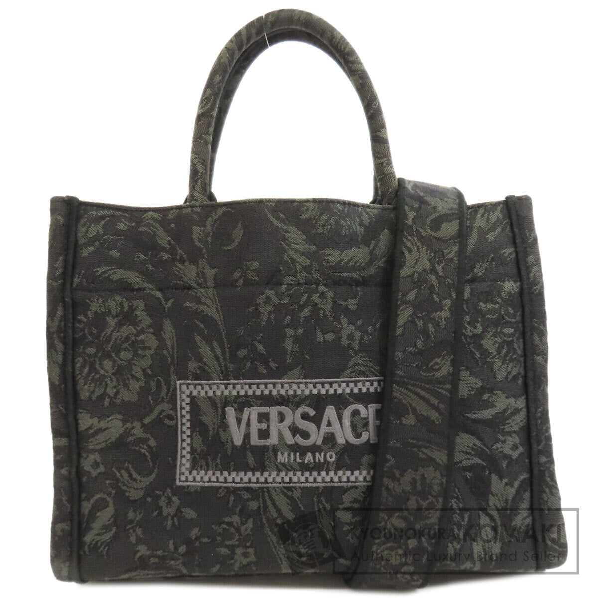 VERSACE ヴェルサーチ 2WAY ハンドバッグ キャンバス レディース 中古