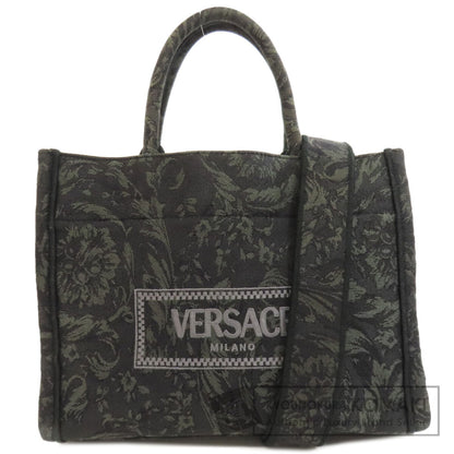 VERSACE ヴェルサーチ 2WAY ハンドバッグ キャンバス レディース 中古