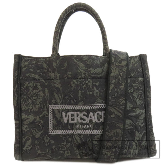 VERSACE ヴェルサーチ 2WAY ハンドバッグ キャンバス レディース 中古