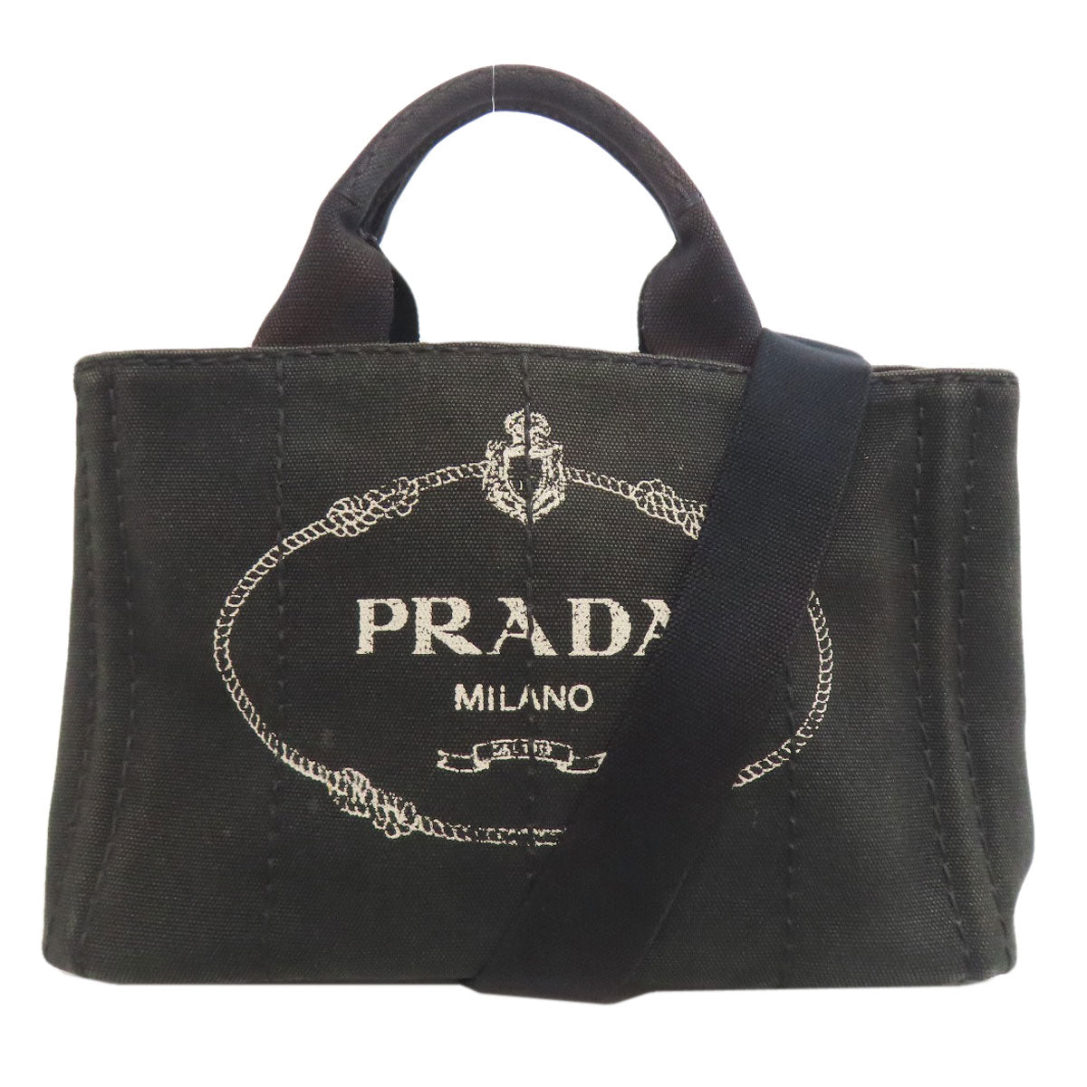 PRADA プラダ カナパミニ 2WAY ハンドバッグ キャンバス レディース 中古