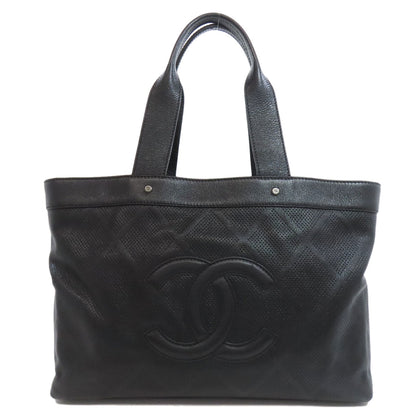 CHANEL シャネル ココマーク パンチング シルバー金具 トートバッグ カーフ レディース 中古