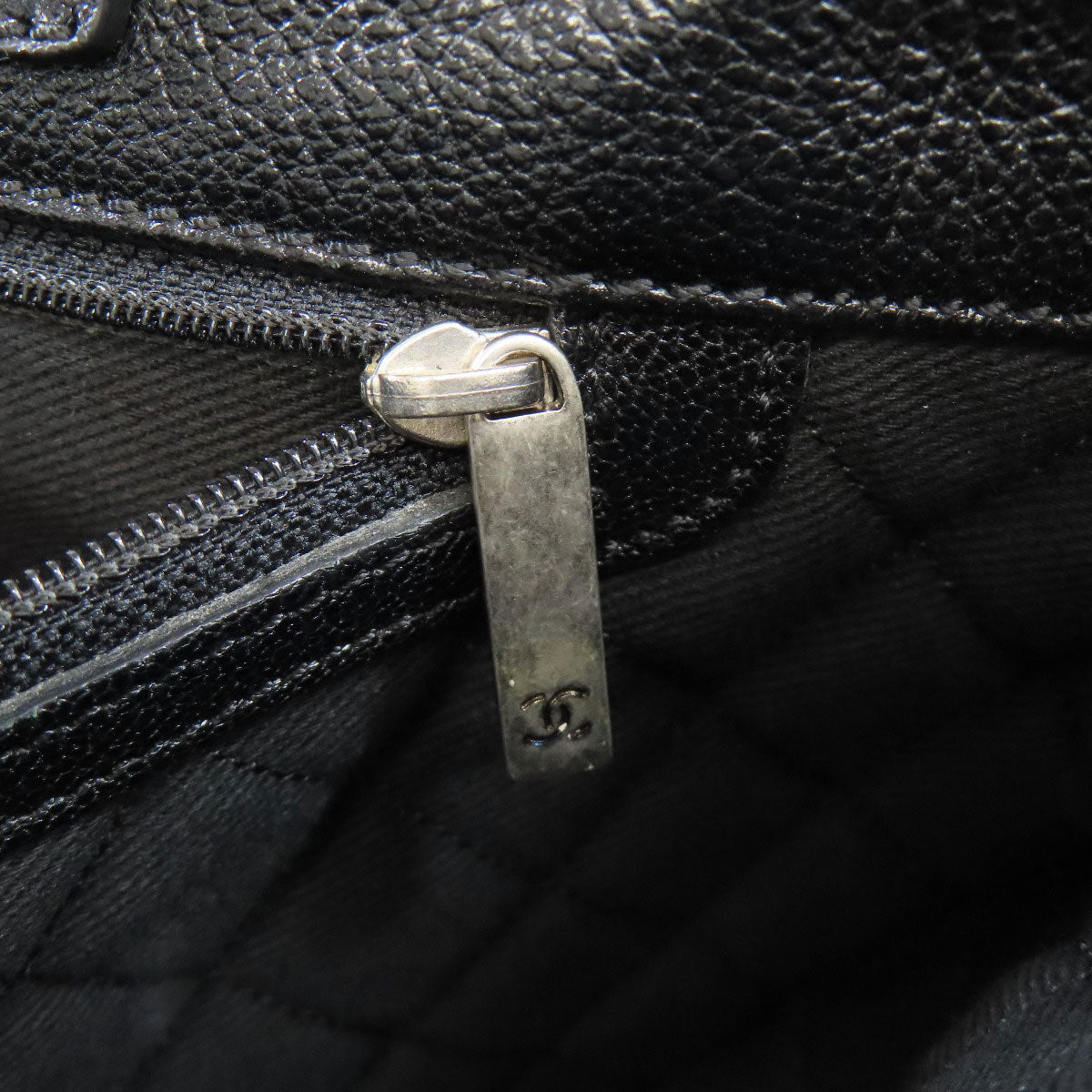 CHANEL シャネル ココマーク パンチング シルバー金具 トートバッグ カーフ レディース 中古