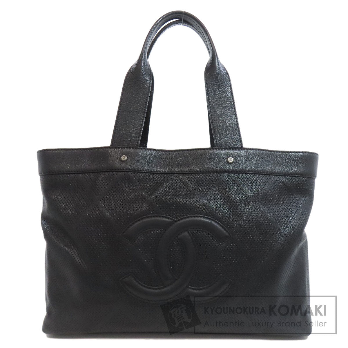 CHANEL シャネル ココマーク パンチング シルバー金具 トートバッグ カーフ レディース 中古