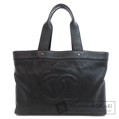CHANEL シャネル ココマーク パンチング シルバー金具 トートバッグ カーフ レディース 中古
