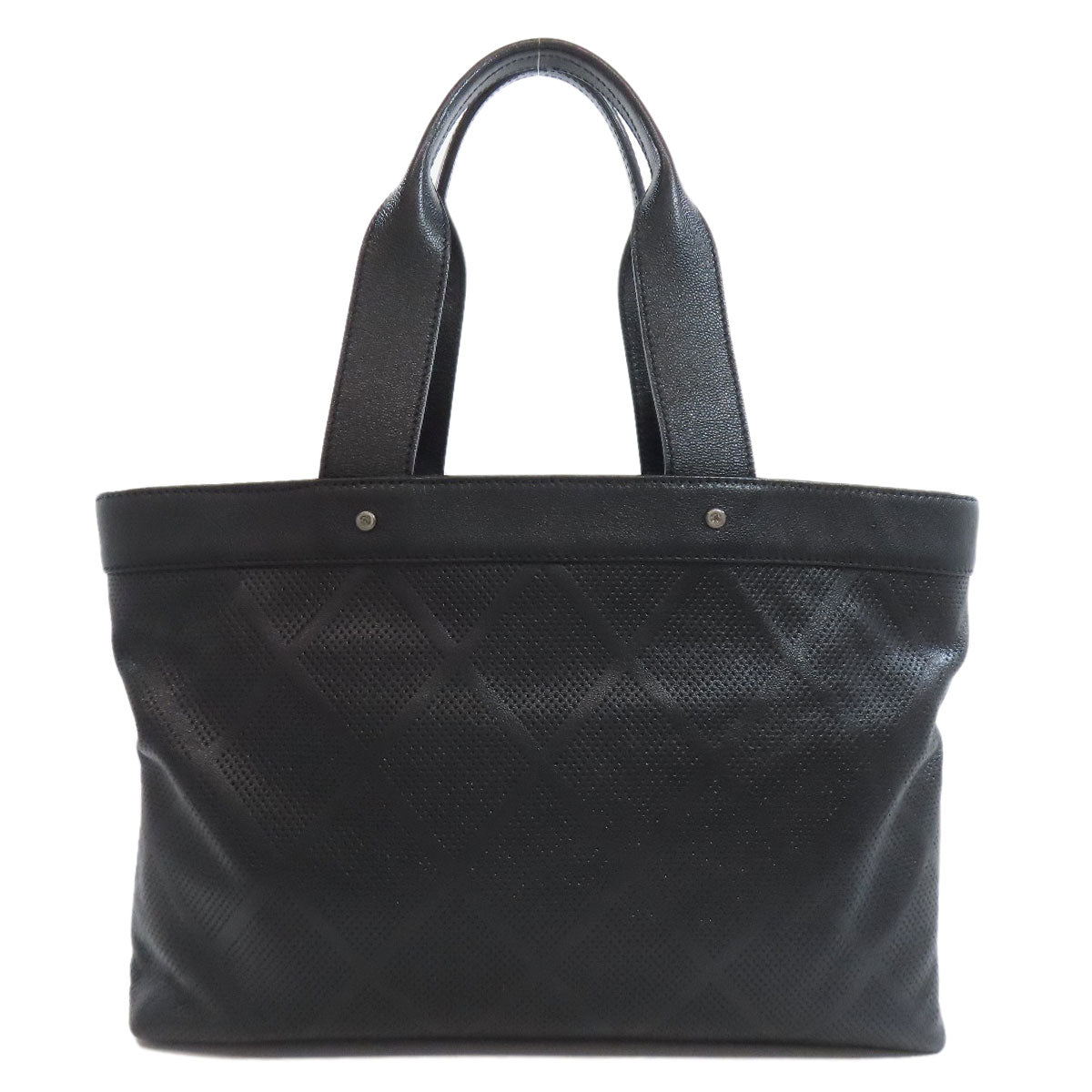 CHANEL シャネル ココマーク パンチング シルバー金具 トートバッグ カーフ レディース 中古