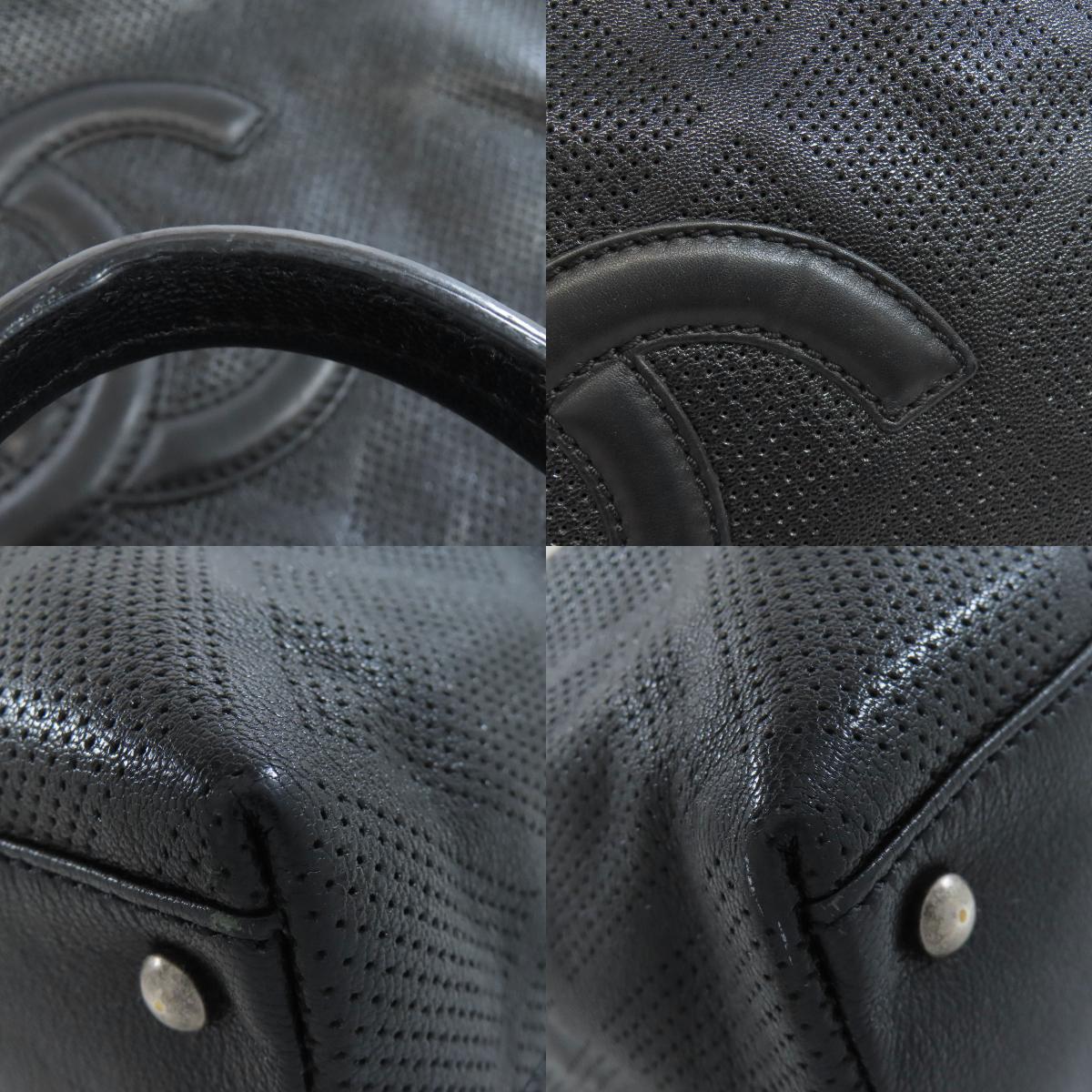 CHANEL シャネル ココマーク パンチング シルバー金具 トートバッグ カーフ レディース 中古