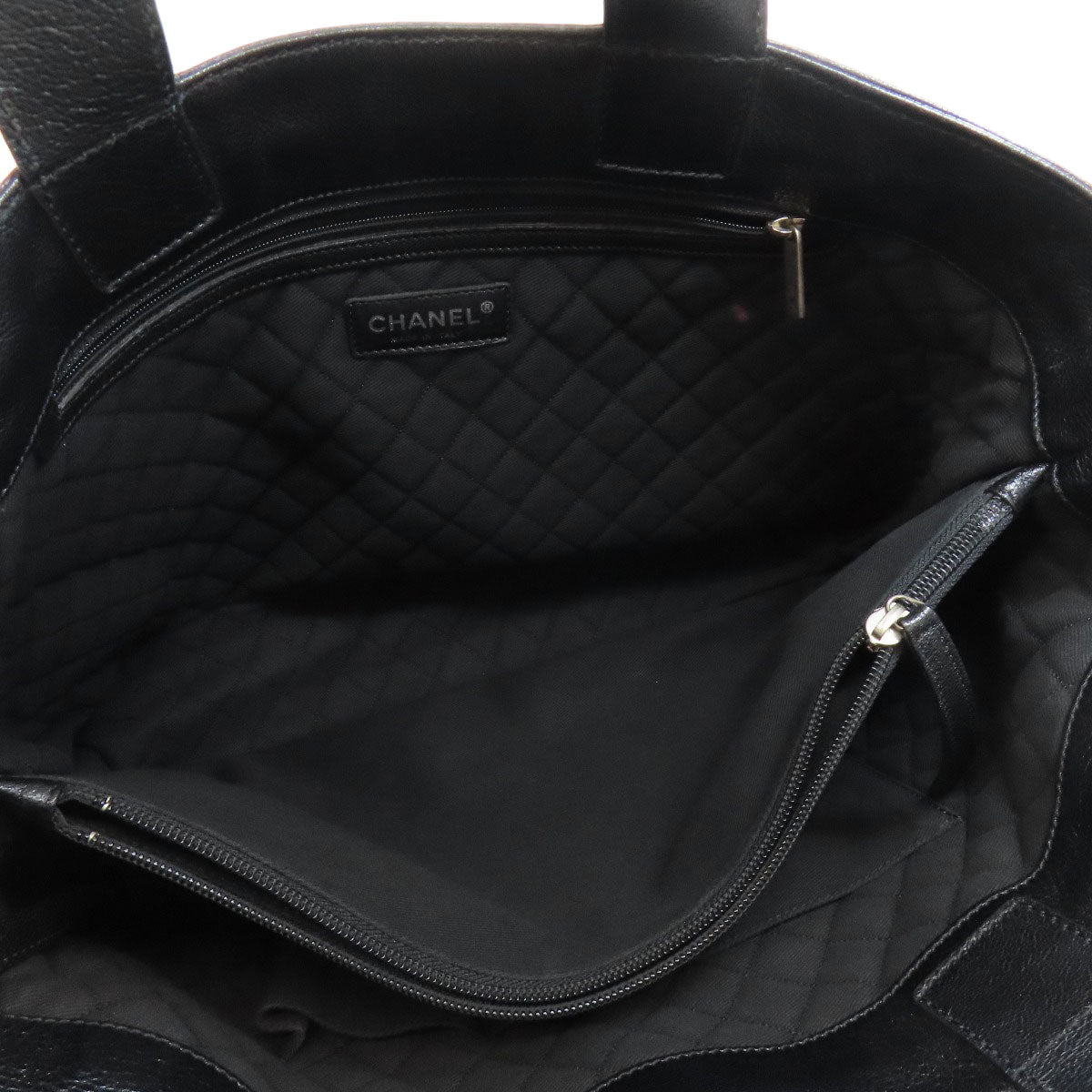 CHANEL シャネル ココマーク パンチング シルバー金具 トートバッグ カーフ レディース 中古