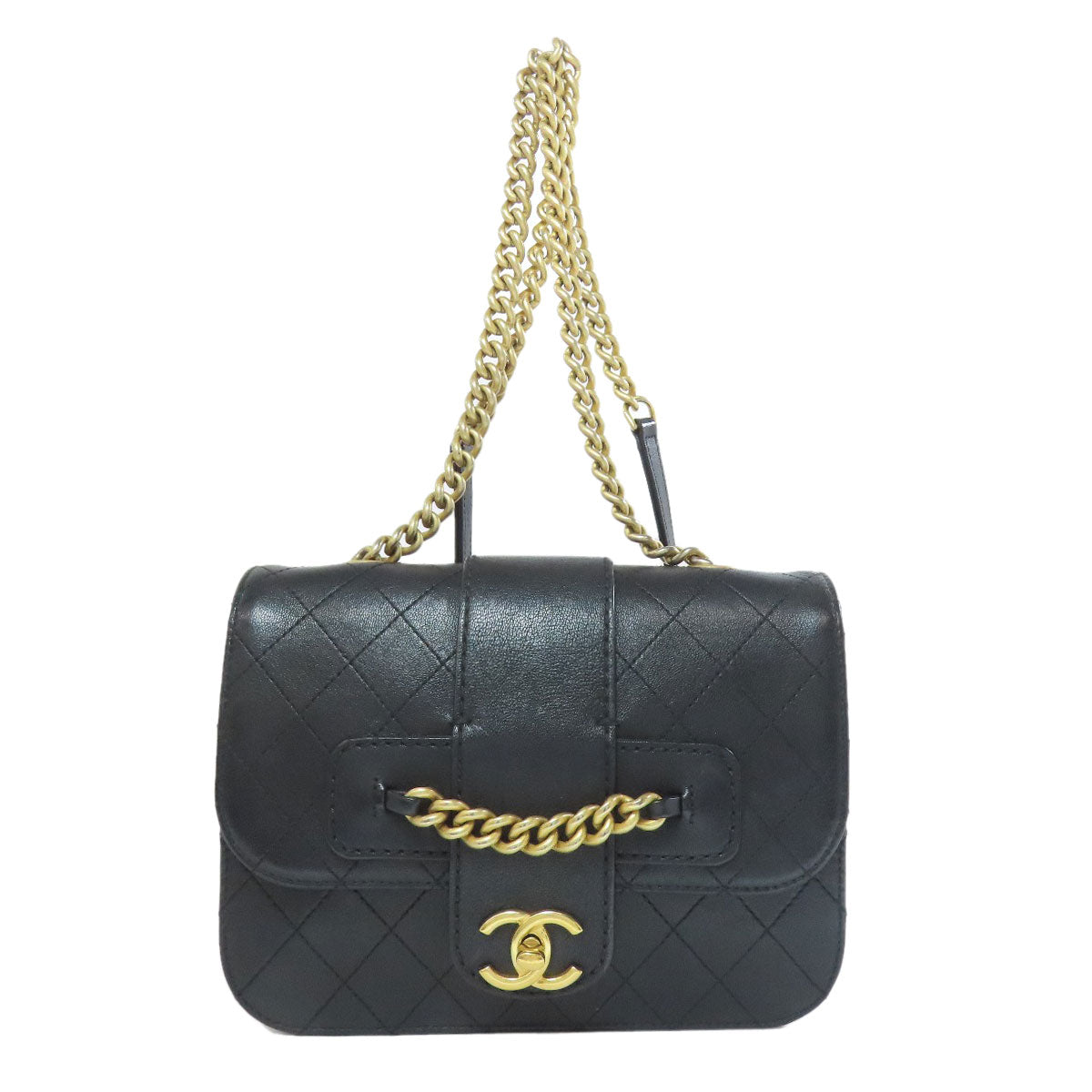 CHANEL シャネル ココマーク チェーンショルダー ゴールド金具 ショルダーバッグ カーフ レディース 中古