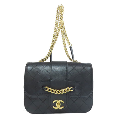 CHANEL シャネル ココマーク チェーンショルダー ゴールド金具 ショルダーバッグ カーフ レディース 中古