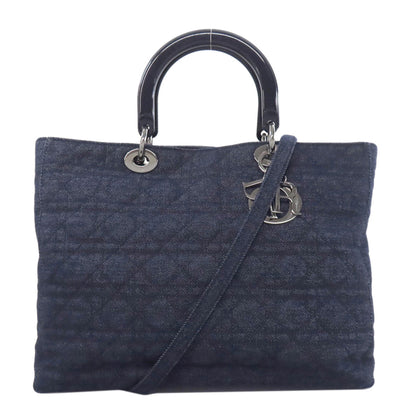 CHRISTIAN DIOR クリスチャンディオール レディディオール カナージュトート 2WAY ハンドバッグ デニム レディース 中古