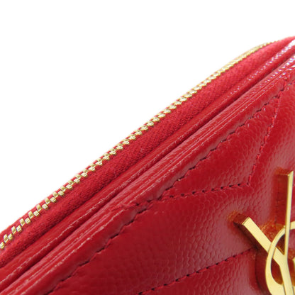 YVES SAINT LAURENT イヴ・サンローラン Vステッチ 二つ折り財布（小銭入れあり） カーフ レディース 中古