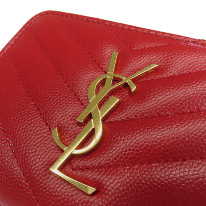 YVES SAINT LAURENT イヴ・サンローラン Vステッチ 二つ折り財布（小銭入れあり） カーフ レディース 中古