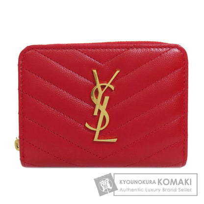 YVES SAINT LAURENT イヴ・サンローラン Vステッチ 二つ折り財布（小銭入れあり） カーフ レディース 中古