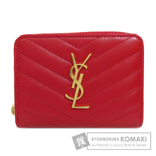 YVES SAINT LAURENT イヴ・サンローラン Vステッチ 二つ折り財布（小銭入れあり） カーフ レディース 中古
