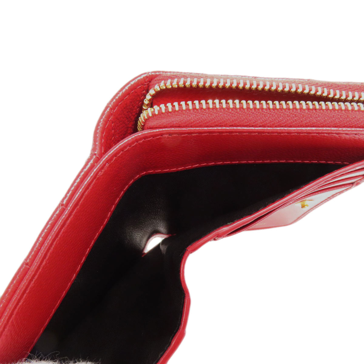 YVES SAINT LAURENT イヴ・サンローラン Vステッチ 二つ折り財布（小銭入れあり） カーフ レディース 中古