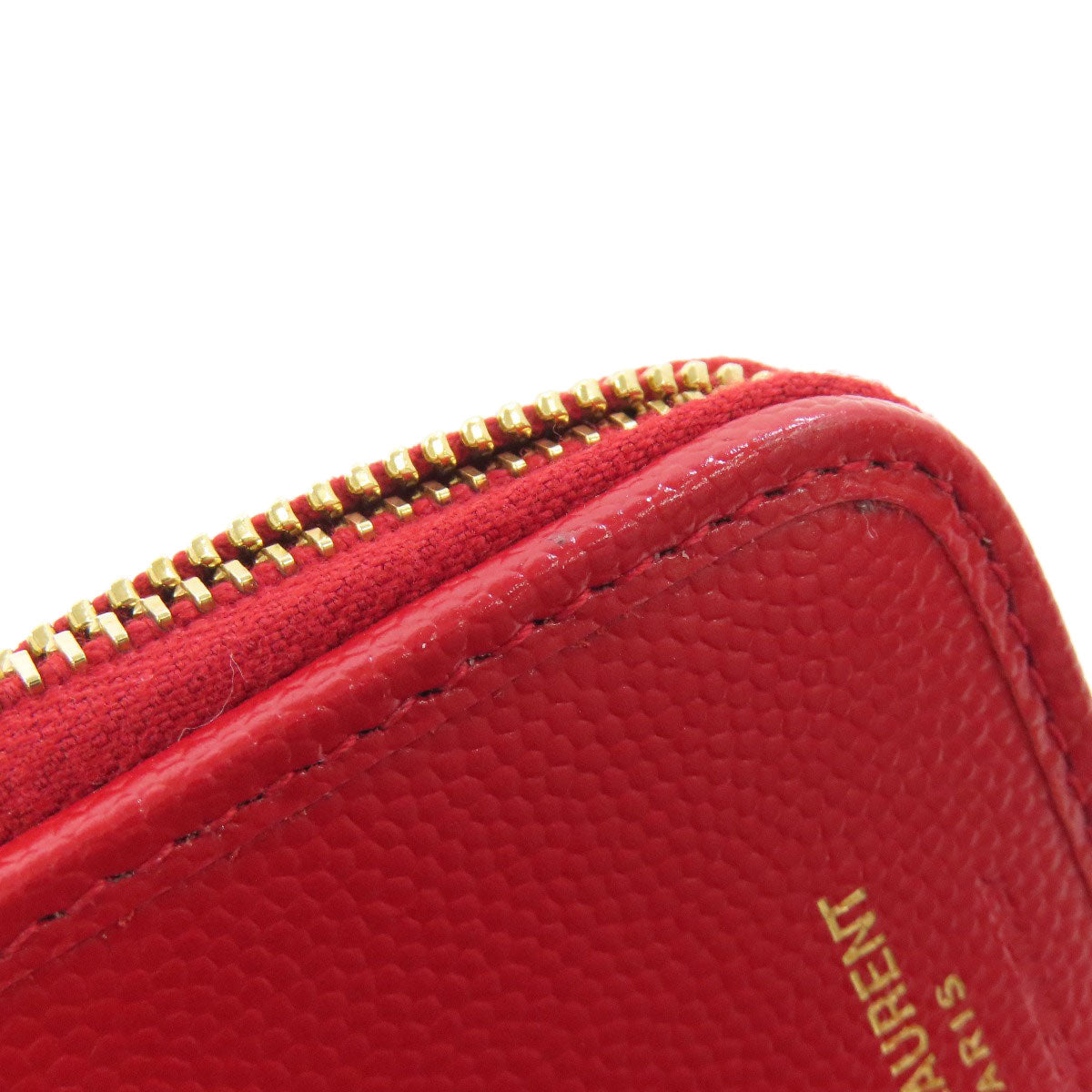 YVES SAINT LAURENT イヴ・サンローラン Vステッチ 二つ折り財布（小銭入れあり） カーフ レディース 中古