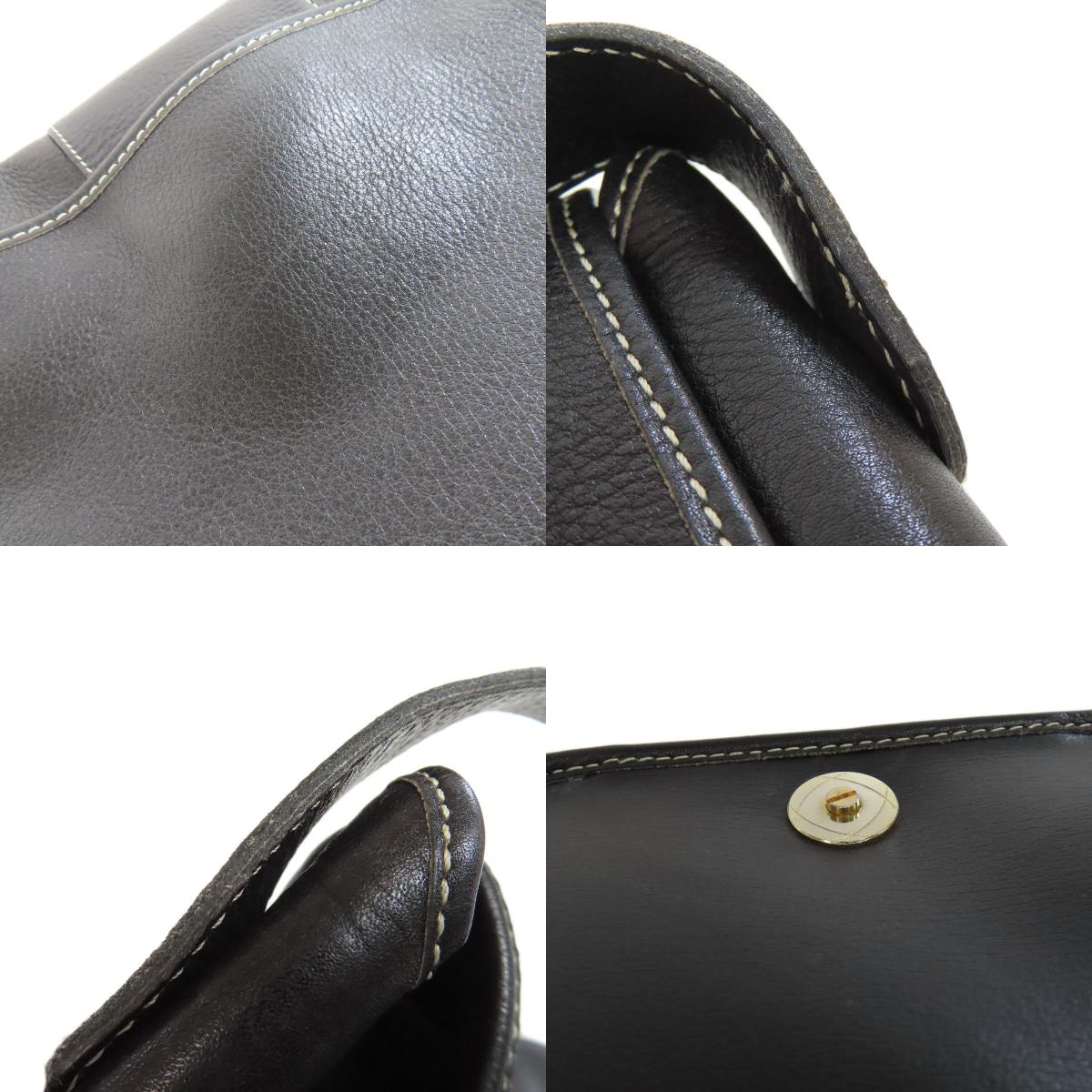 CHRISTIAN DIOR クリスチャンディオール ロゴ ショルダーバッグ レザー レディース 中古
