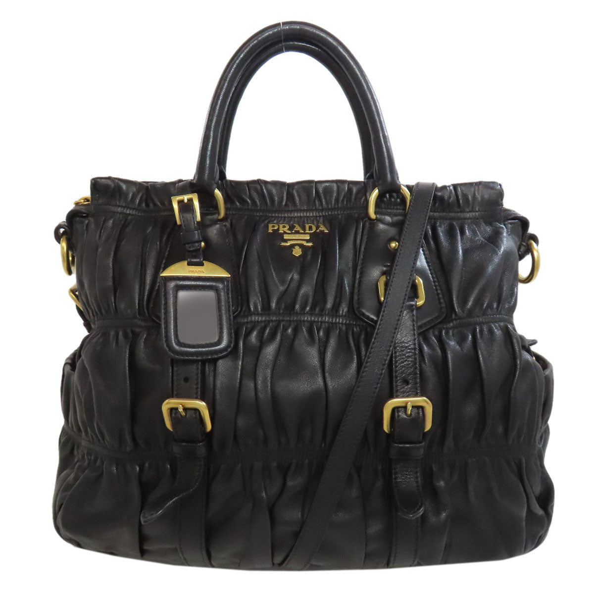 PRADA プラダ 2WAY ハンドバッグ ラムスキン レディース 中古